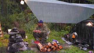 CAMPING in RAIN - Tent - Dog - FIRE