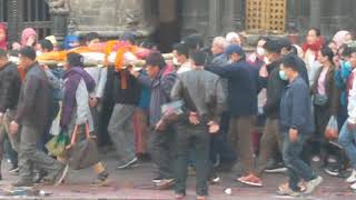 Pashupatinath Temple bringing the body to the pyre, Kathmandu Nepal 03-2019