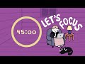 Pomodoro Timer 4x45 (3hr) | ADHD | Let's get focused! | Lofi + fireplace ♡