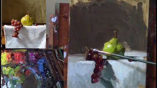 How to paint grapes and a pear in oil - full demonstration