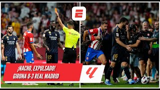 Patada criminal de Nacho, expulsado y se armó una trifulca entre Real Madrid y Girona | La Liga