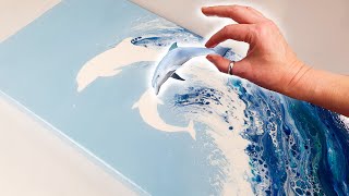 EASY Dolphin Ocean Art - FUN Acrylic Pouring Swipe Technique! | AB Creative Tutorial