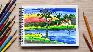 How to draw beautiful scenery by acrylic