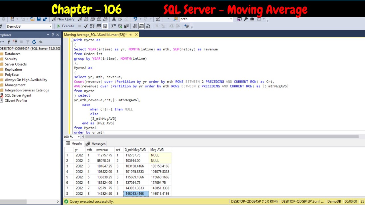 Sql Server Calculate Moving Average Youtube Sql Server Calculate Moving Average Youtube