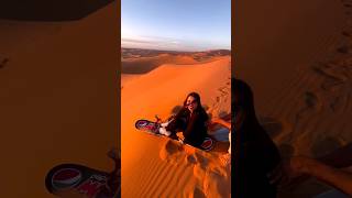 Sand-boarding in Merzouga: Catching the Perfect Wave in the Sahara 🏄🇲🇦. #sandboarding #adventure