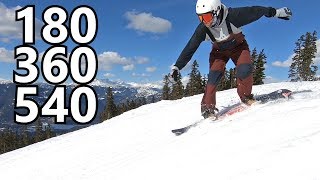 180 to 360 \u0026 540 Progression (CAB) - Snowboard Tricks