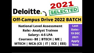 Deloitte Off Campus Drive 2022 | National Level Assessment | Salary 4-6 LPA | Off Campus Drive 2022