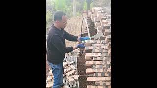 Arch brick roof paving process