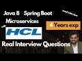 HCL java Spring boot  interview || 4 Years Experience