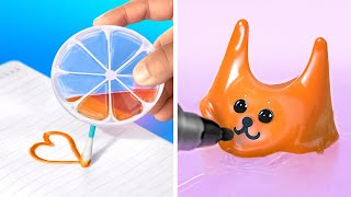 ARTESANÍAS ESCOLARES SQUISHY 🧡📚 CREA TUS PROPIOS ÚTILES ARCOÍRIS