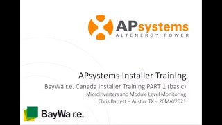 Webinar  APsystems and BayWa r e  Installer Training PART 1 basic