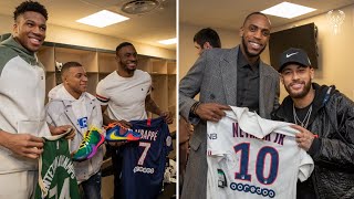 All-Access: Neymar and Mbappe Visit The Bucks In Paris | Exclusive Locker Room Footage | NBA Paris