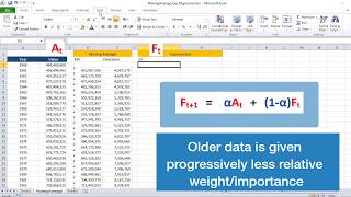 Exponential Smoothing in Excel using Data analysis tools (Machine Learning/Statistics)