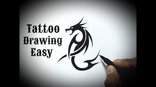 How to draw a tribal dragon tattoo easy step by step Drawing tribal dragon tattoo/tattoos designs