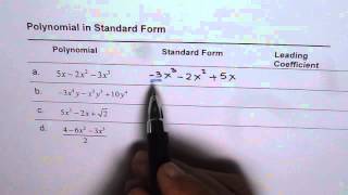 Polynomials in Standard Form and Leading Coefficient