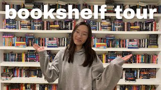 in depth bookshelf tour 📚 all 400+ books in my home library | bookmas day 11
