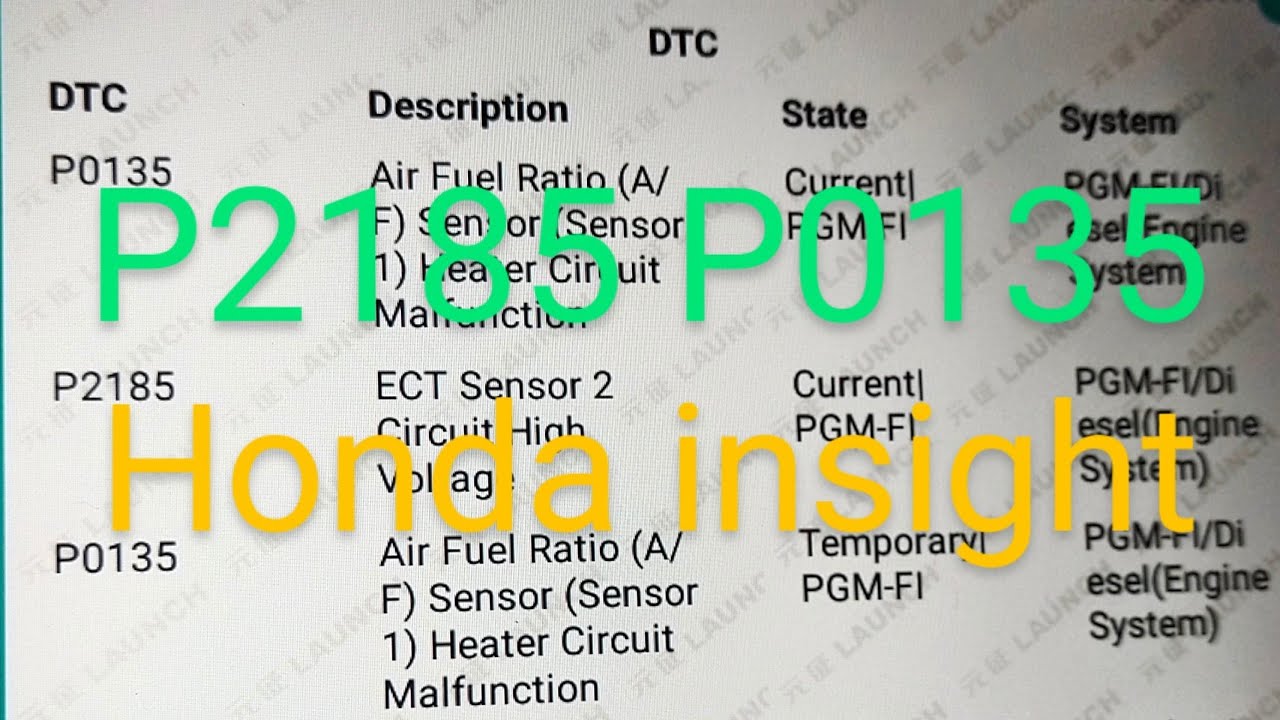 P2185 P0135 Honda Check Engine Sign - YouTube