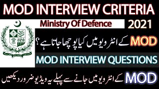 MOD Interview Criteria || Ministry of Defence || MUST WATCH !