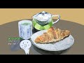 【watercolor lv. 14】ある日曜の朝食 breakfast one sunday クロワッサンの描き方 how to paint a