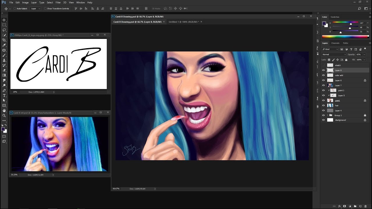 How To Paint In Photoshop - Digital Painting Cardi B - YouTube