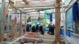 石場建て建て方１日目⑮／株式会社日伸建設