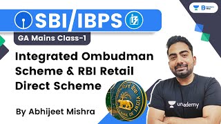 GA Mains Class-1 | SBI/IBPS | Integrated Ombudsman Scheme and RBI Retail Direct Scheme |Abhijeet Sir