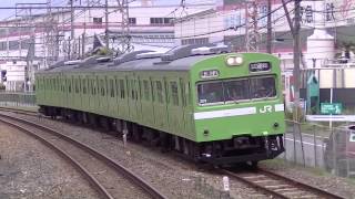 雨の中の爆走！！　１０３系　試運転列車　高速通過！！