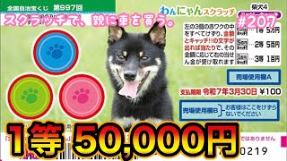 リベンジ!!【わんにゃんスクラッチ 柴犬4 ハッピーキャッチ】『1等5万円』目指して10枚セットで再び挑戦！！【宝くじ】