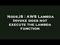 NodeJS : AWS Lambda Invoke does not execute the lambda function
