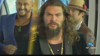 Aquaman star Jason Momoa performs Haka at Los Angeles premiere