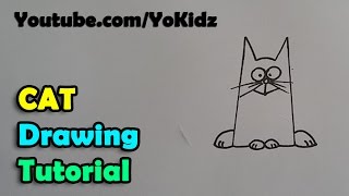 How to draw a cartoon cat for kids easy and simple