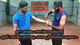 Painful pressure point of human hand( മണിക്കെട്ട് മർമ്മം )