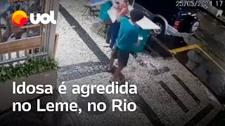 Vídeo mostra idosa sendo empurrada após negar dinheiro a homem no Leme, no Rio