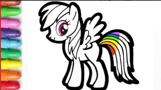 Little Pony Rainbow drawing for kids | Mewarnai kuda pony pelangi untuk anak