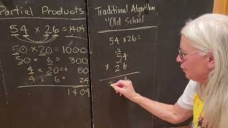 Traditional algorithm for 2 digit by 2 digit multiplication