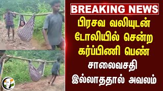 #Breaking News: பிரசவ வலியுடன் டோலியில் சென்ற கர்ப்பிணி பெண்.. சாலைவசதி இல்லாததால் அவலம் | Andhra