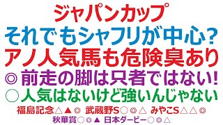 ジャパンカップ2022予想　それでもシャフリヤール中心ですか？ アノ人気馬にも危険臭あり。◎前走の脚は只者ではない！