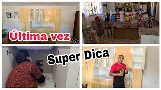 vlog/resolvendo um problema na pia/desmontamos o armário/tudo pronto para receber o armário novo