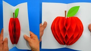 Pop Up 3D Card Apple: easy and fast gifts. Crafts to do at home