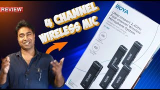 Boya BY-W4 (four) 4 Channel Wireless Microphone System : Unboxing \u0026 Review \u0026 Audio Quality Test