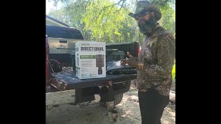 Moultrie Directional Game and Fish feeder unboxing and setup.