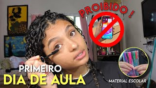 MEU PRIMEIRO DIA DE AULA| volta aula de 2025 material escolar, volta aulas, GRWM, arrume se comigo 💕