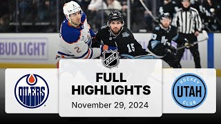 NHL Highlights | Oilers vs. Utah Hockey Club | November 29, 2024