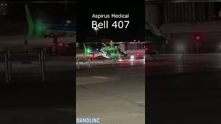 Aspirus MedEvac Bell 407 Helicopter Full Departure (Night)