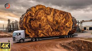 Giant Log Cutting: Watch This Massive Sawmill Transform Ancient Wood