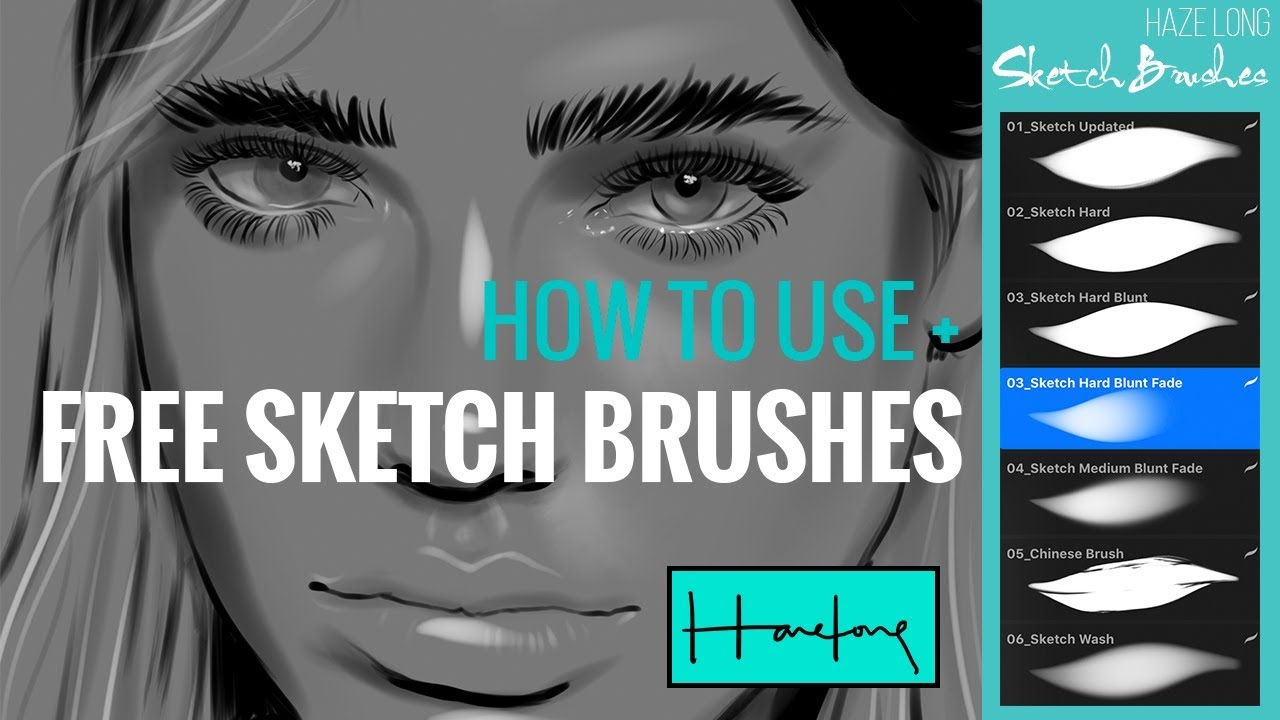 How To Sketch A Portrait In Procreate By Haze Long - YouTube