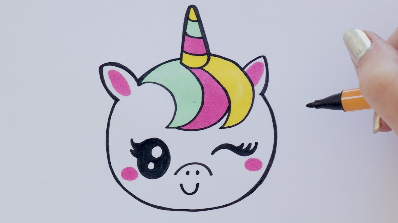 HOW TO DRAW CUTE UNICORN STEP BY STEP, DRAW CUTE THINGS