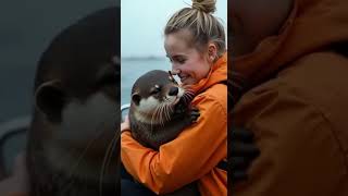 Otter who loves to kiss humans  #aianimals #cuteanimals #shorts