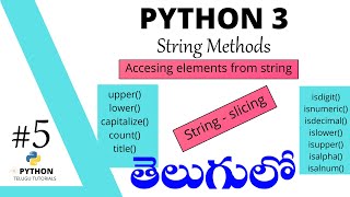 String Data Type | Python Tutorials For Beginners in Telugu | String Methods | String Slicing |