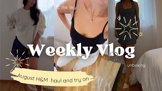 August 2024 H&M shopping haul: unboxing,try on 🤍 let‘s shop together 🎀